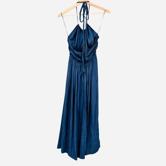 J Crew Cutout dress featherweight Saturn Elegant Blue Halter Maxi Dress Sz 6 - Picture 7 of 12